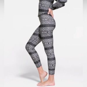 SKIMS Black and White Pointelle Logo Leggings
